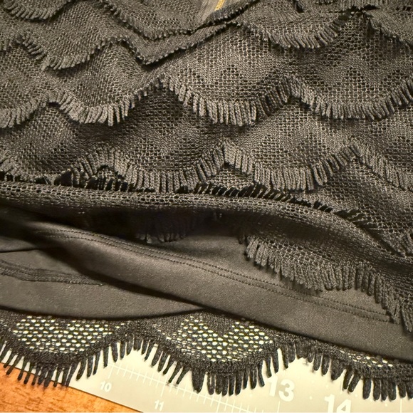 Guess Black Gatsby Lacey Fringe Bodycon Mini Dress with Scalloped Hem - Picture 11 of 11